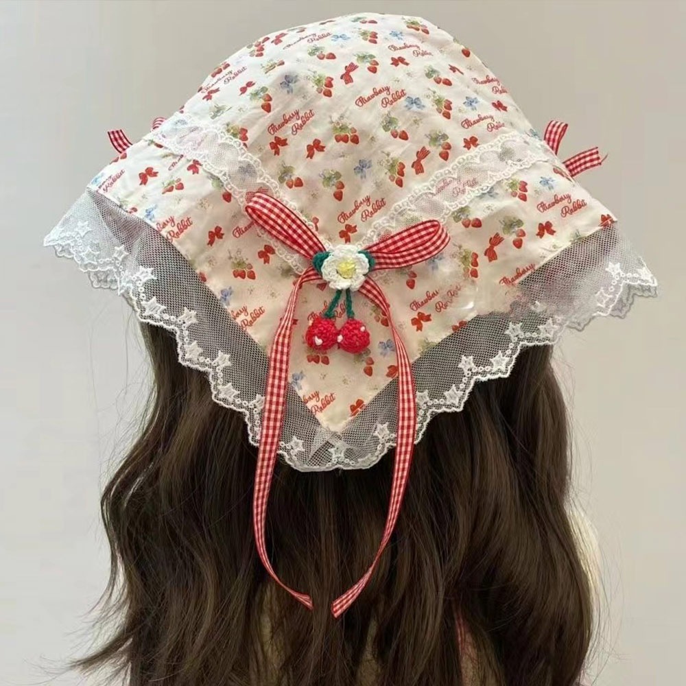 French Street Fashion - Wielokolorowa koronkowa opaska z motylem kwiatowy