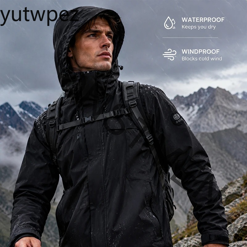 Windbreak Shell Jacket - Męska kurtka wiatrówka plus size, wodoodporna,