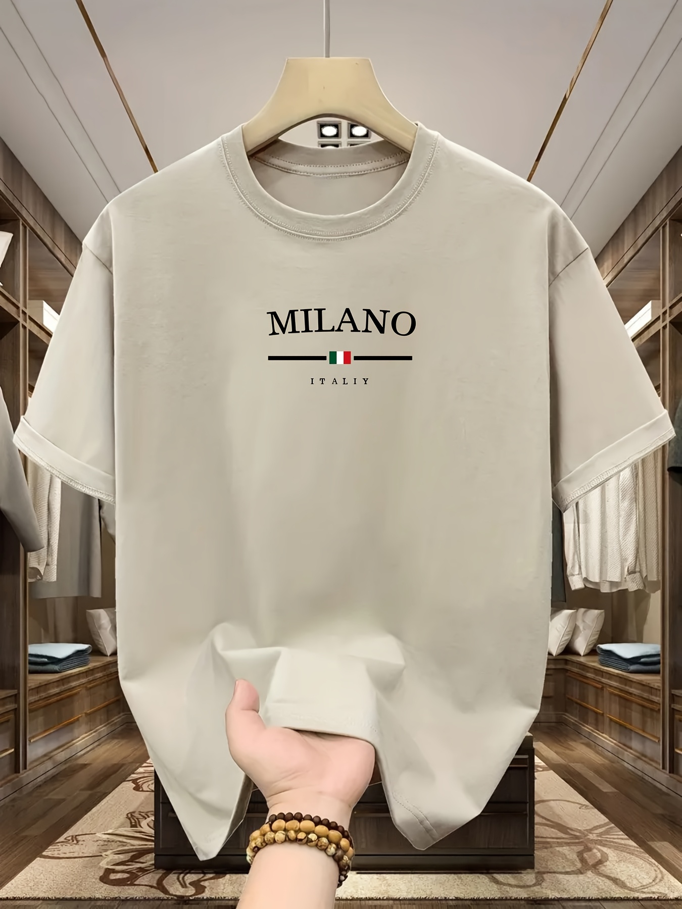 Street Fashion Milan - Męska koszulka z krótkim rękawem, okrągły