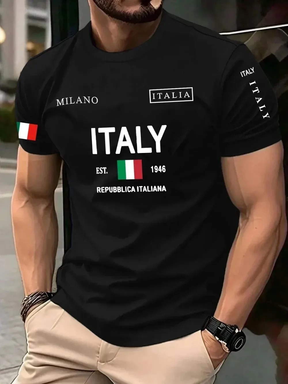 Street Fashion Milan - Koszulka męska 3D z nadrukiem europejsko-amerykańskich