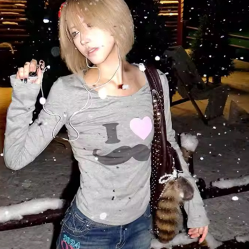 Street Fashion Harajuku - Japońska koszulka z nadrukiem brody w