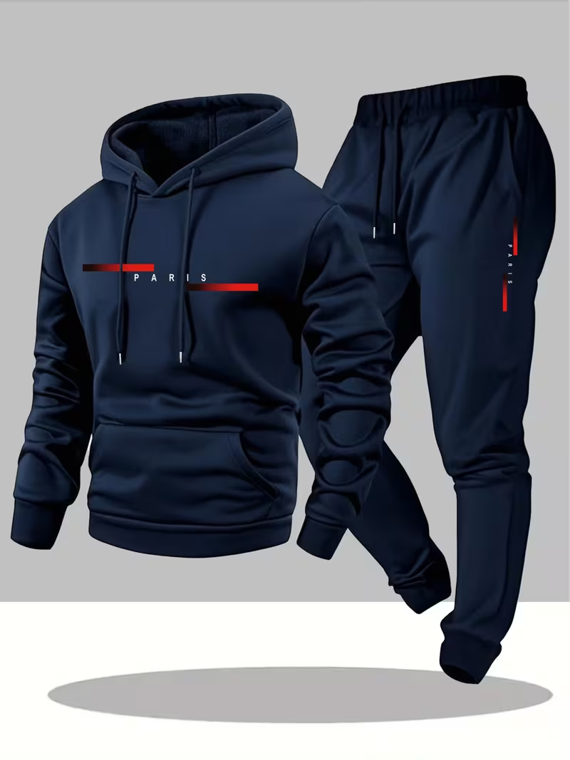Street Fashion Hoodie - Męski, modny zestaw z nadrukiem liter,