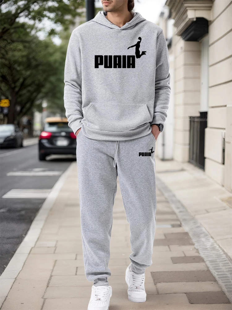 Street Fashion Hoodie - Męski Zestaw/Bluza z Kapturem/Spodnie 2026 Jesień