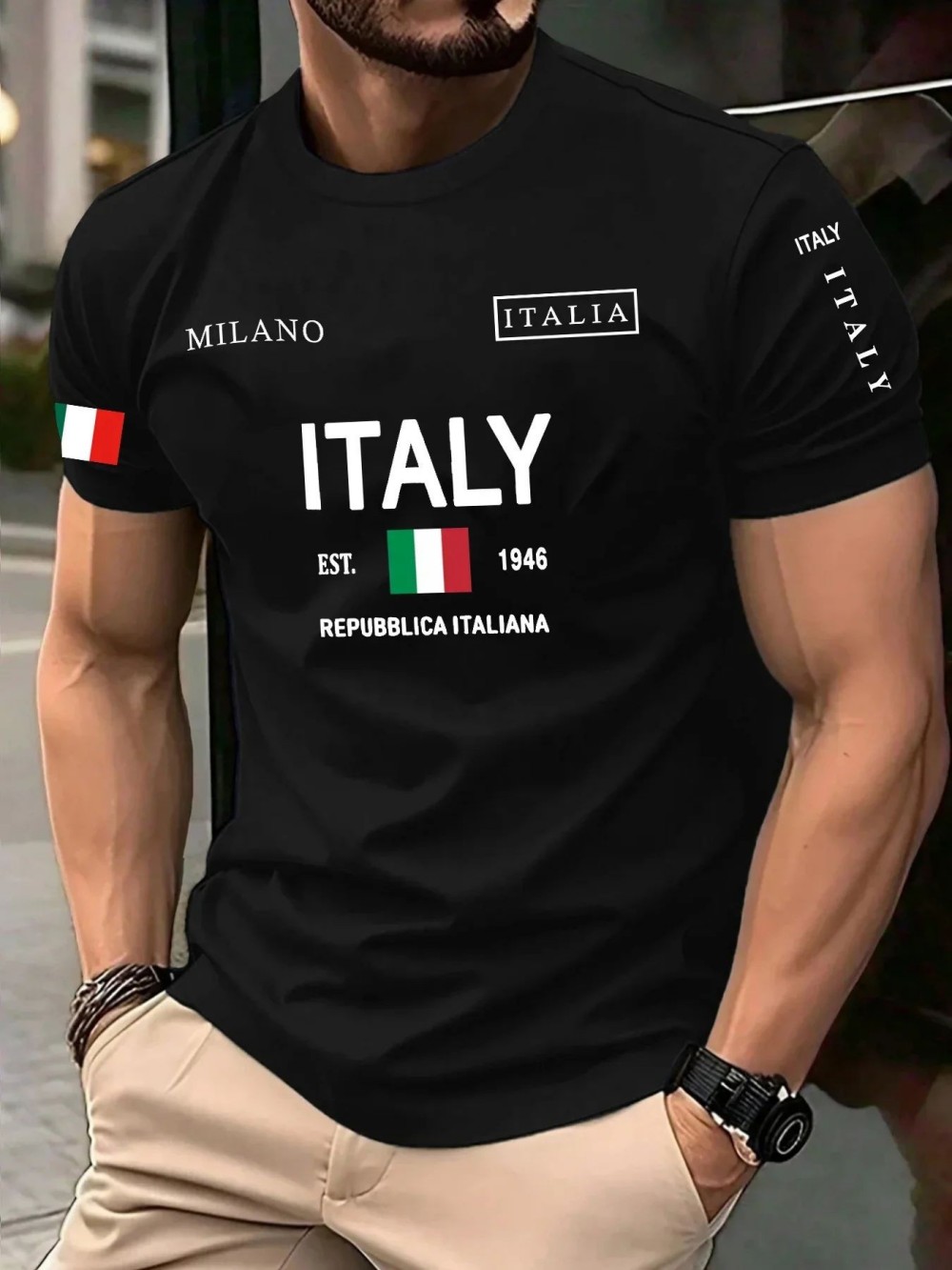 Street Fashion Milan - Męska letnia koszulka europejska i amerykańska