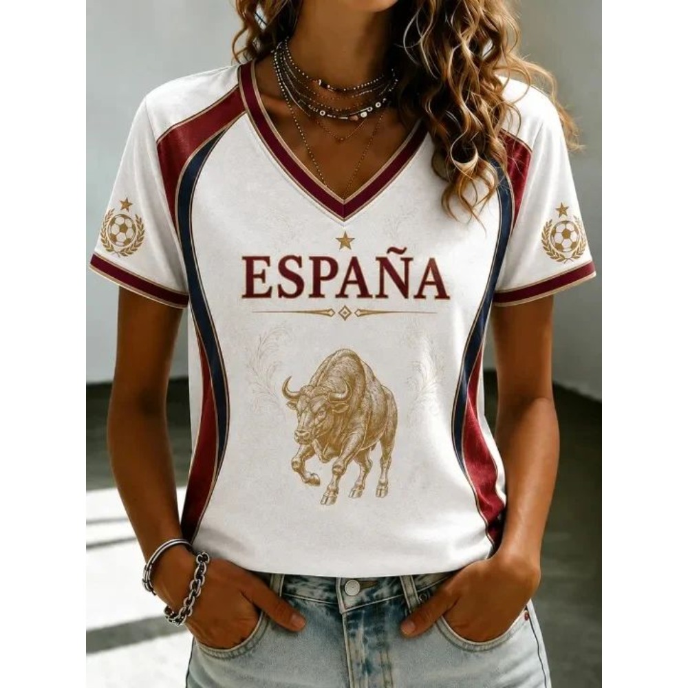 Street Fashion In Spain - Koszulka piłkarska dla fanów Hiszpanii na