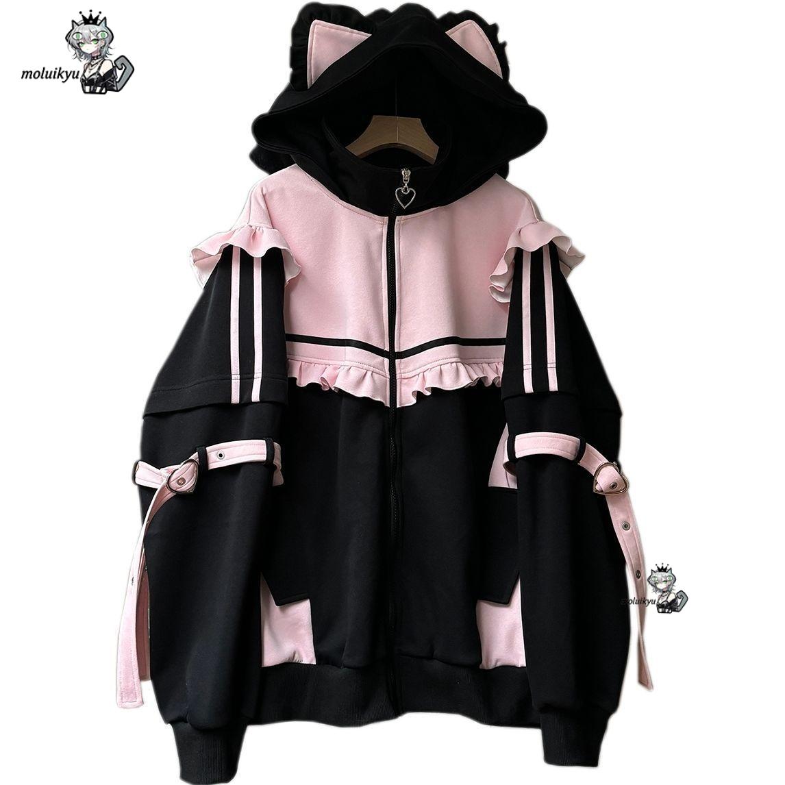 Street Fashion Harajuku - Bluza z kapturem z kocimi uszami