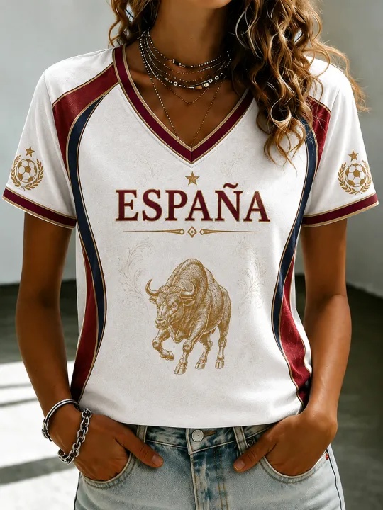 Street Fashion In Spain - Koszulka dla fanów piłki nożnej Hiszpanii,