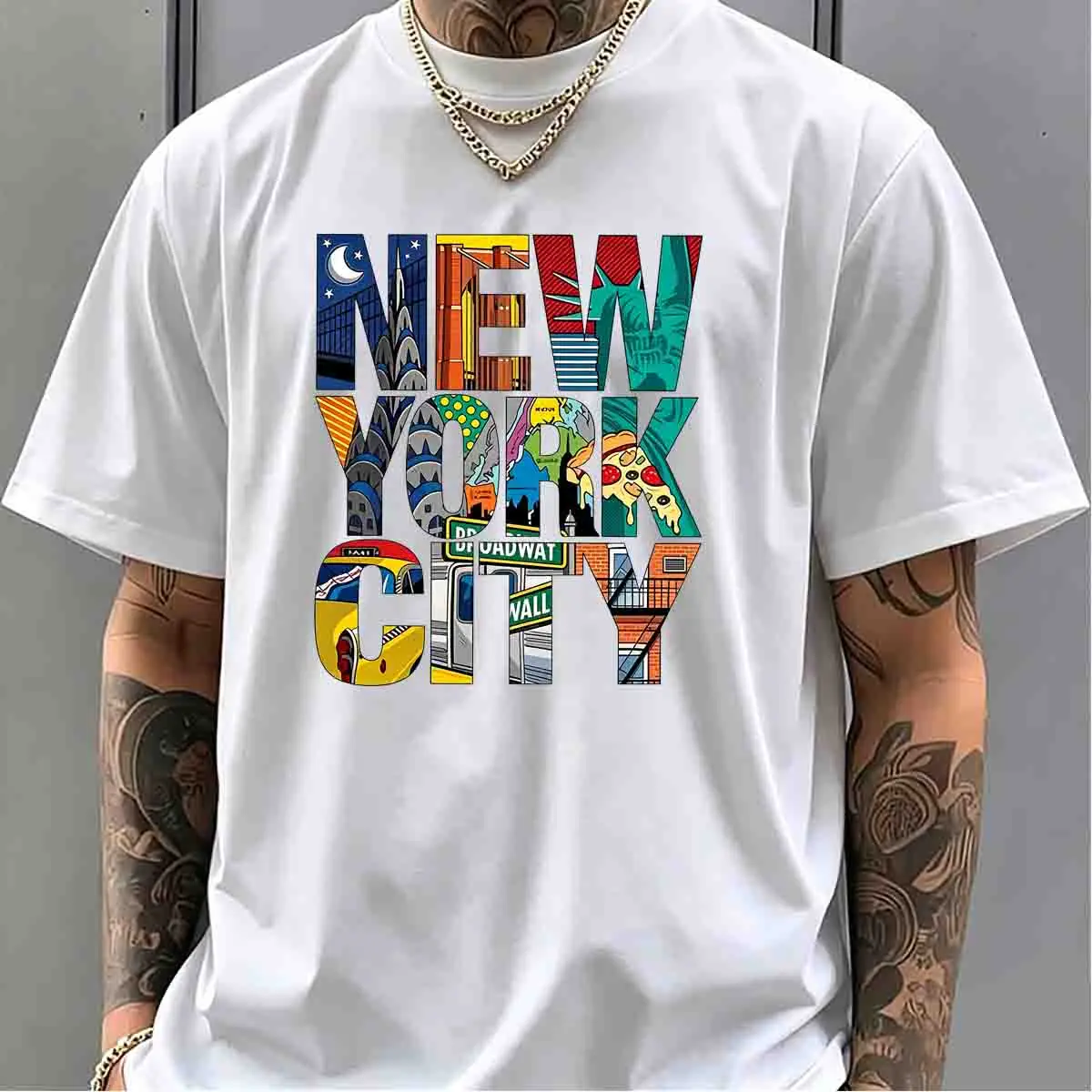 High Street Fashion New York - Męska odzież Koszulki z nadrukiem Nowojorskim,