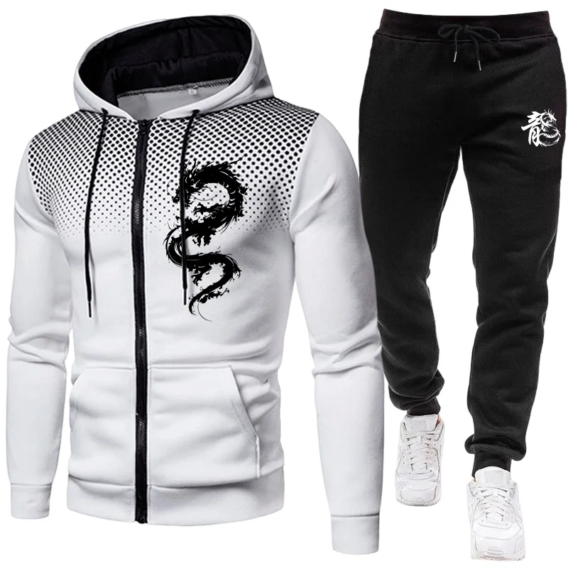 Męski Zestaw z Nadrukiem Smoka – Street Fashion Hoodie recenzja i cena