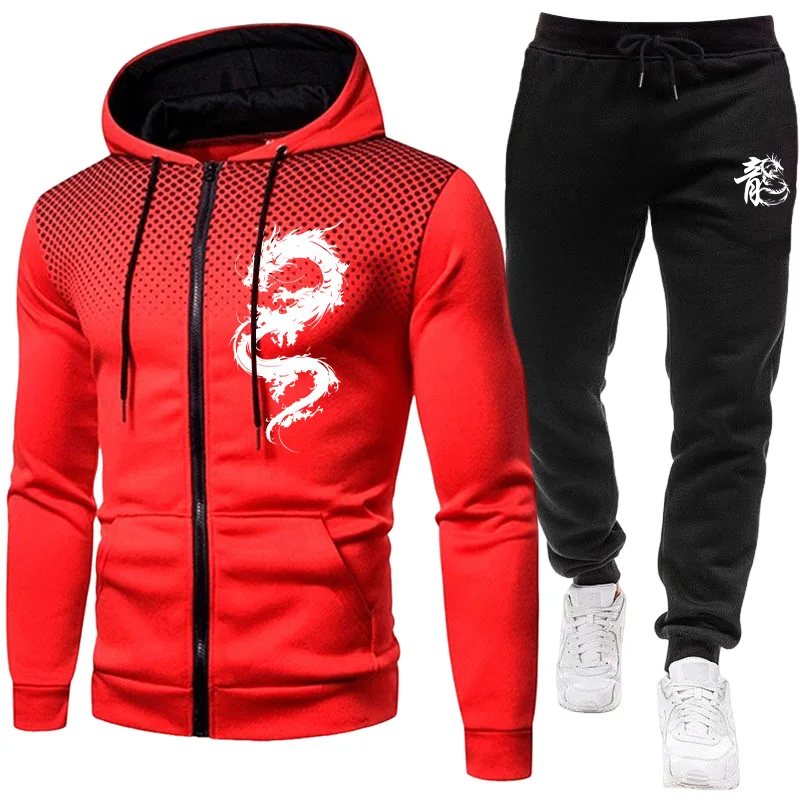 Męski Zestaw z Nadrukiem Smoka – Street Fashion Hoodie recenzja i cena